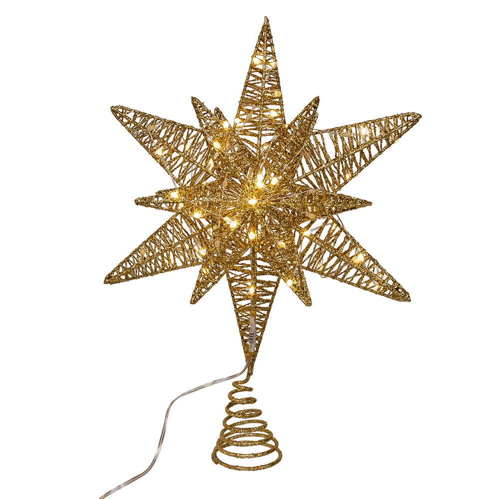 Kurt Adler 15-Inch Twinkling LED Gold Starburst Tree Topper